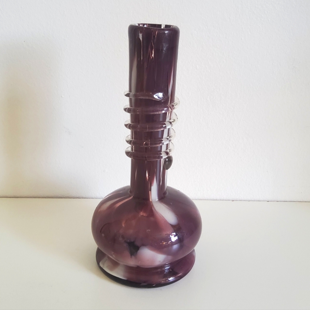 Vintage Czech Bud Splatter Glass Vase